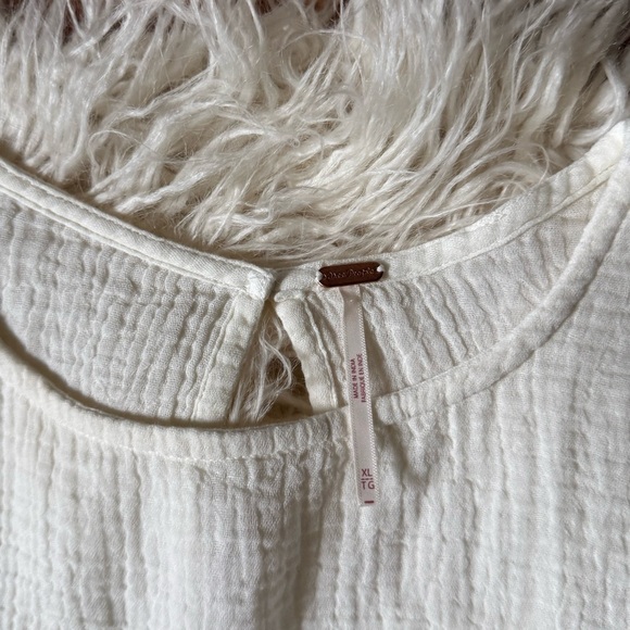 Free People Ruffle Gauzy Flowy Blouse Off White - Picture 3 of 6